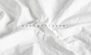 Close-up of DuPont(tyvek) paper material, showcasing its texture and appearance