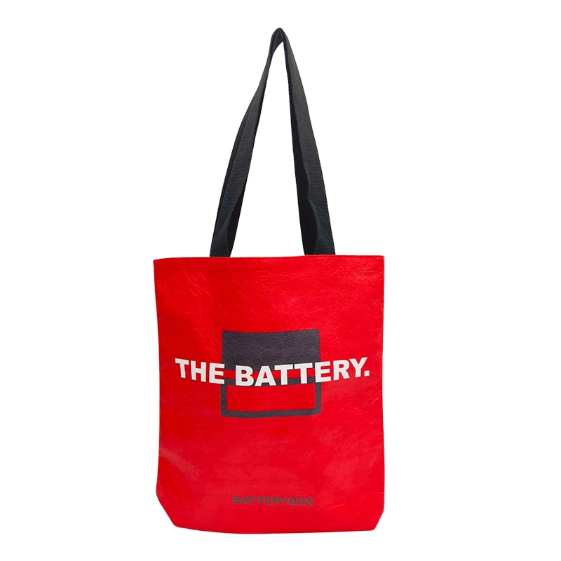 customizable red dupont paper tyvek bag with white base color