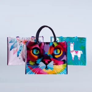 Samples of laminated bags demonstrating the variety of styles Yanxin Bag can produce, customizable in size, material, and logo.