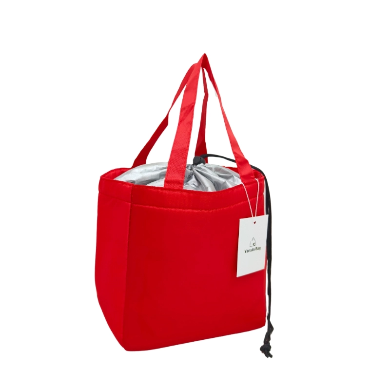 Red polyester cooler bag, customizable in design, size, material, and printing