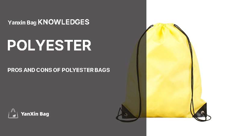 Samples of polyester bags representing the pros and cons of polyester bags, including durability and environmental concerns