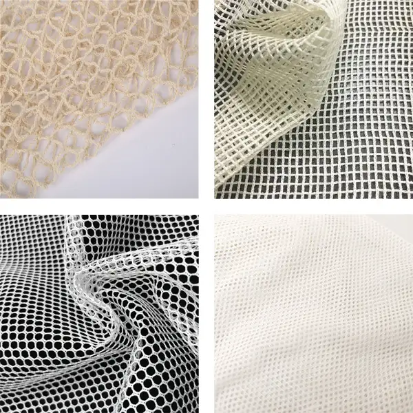Why choose reusable produce bags, featuring a comparison of four different mesh fabric types for breathability and strength
