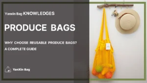 Why choose reusable produce bags, showing a yellow eco-friendly produce bag for reducing plastic waste