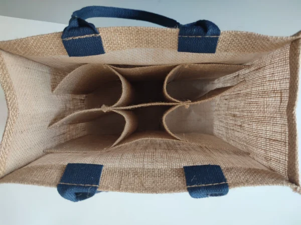 6 Bottle Jute Wine Bag Inner Structure with Dividers