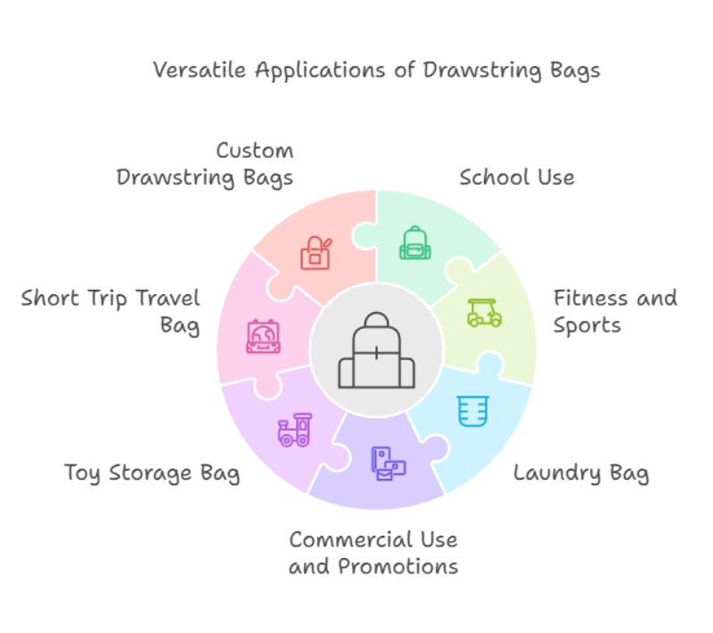 Custom Guide for Drawstring Bags – Visual Guide to Multiple Uses of Drawstring Bags