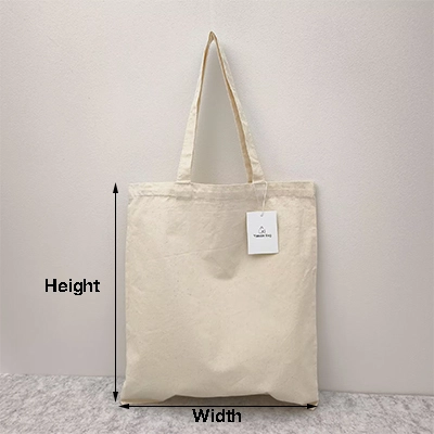 Flat Tote Bags VS Bottom Gusset Tote Bags VS All Side Gusset Tote Bags: A Comprehensive Comparison 1 Flat Tote Bags VS Bottom Gusset Tote Bags VS All Side Gusset Tote Bags showing height and width measurements of a flat tote bag sample