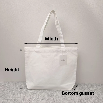 Flat Tote Bags VS Bottom Gusset Tote Bags VS All Side Gusset Tote Bags: A Comprehensive Comparison 3 Flat Tote Bags VS Bottom Gusset Tote Bags VS All Side Gusset Tote Bags showcasing a bottom gusset tote bag sample with height, width, and bottom gusset