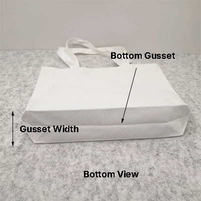 Flat Tote Bags VS Bottom Gusset Tote Bags VS All Side Gusset Tote Bags: A Comprehensive Comparison 4 Flat Tote Bags VS Bottom Gusset Tote Bags VS All Side Gusset Tote Bags showcasing the bottom angle of a bottom gusset tote bag