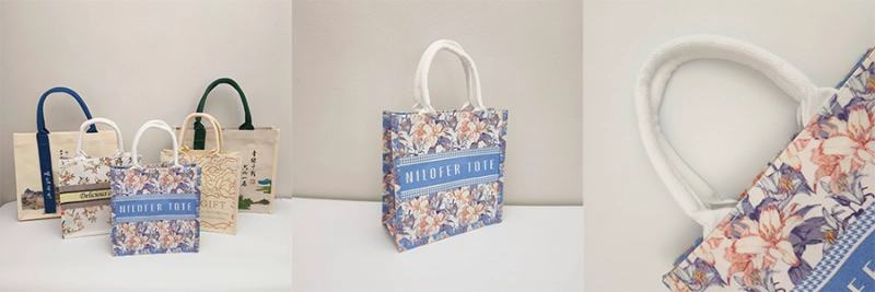 The Best Tote Bags of 2025 – A collage showcasing canvas tote bags, including multiple samples and detailed views of one selected design from various angles.