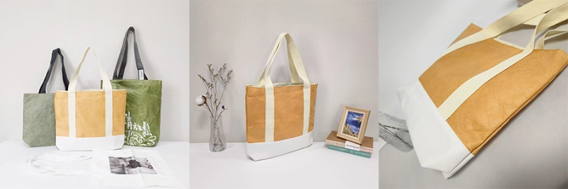 The Best Tote Bags of 2025 – A collage showcasing Tyvek tote bags, including multiple samples and detailed views of one selected design from various angles.