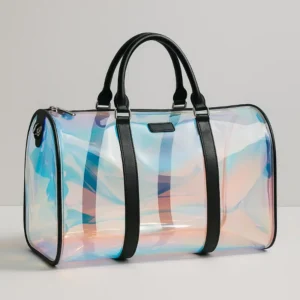 ridescent PVC travel bag with black handles