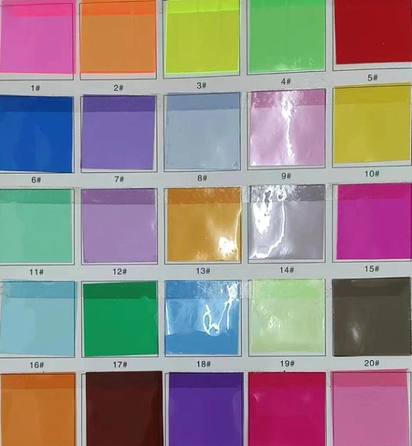 transparent PVC color swatches displaying a variety of color options