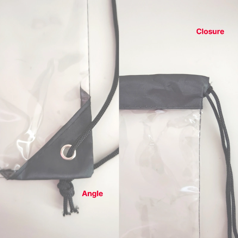 Clear PVC Drawstring Bag Top and Bottom Details