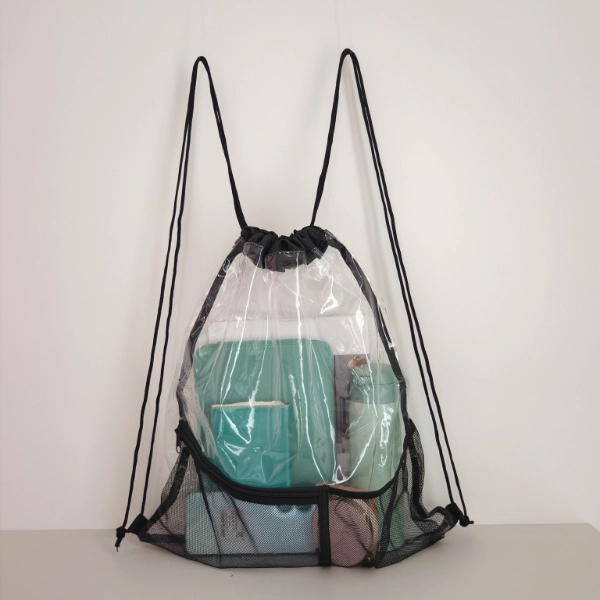 The Best Hotsale Wholesale Custom Clear Bag Styles in 2025 5 Clear PVC drawstring bag sample used in The Best Hotsale Wholesale Custom Clear Bag blog to support product relevance.