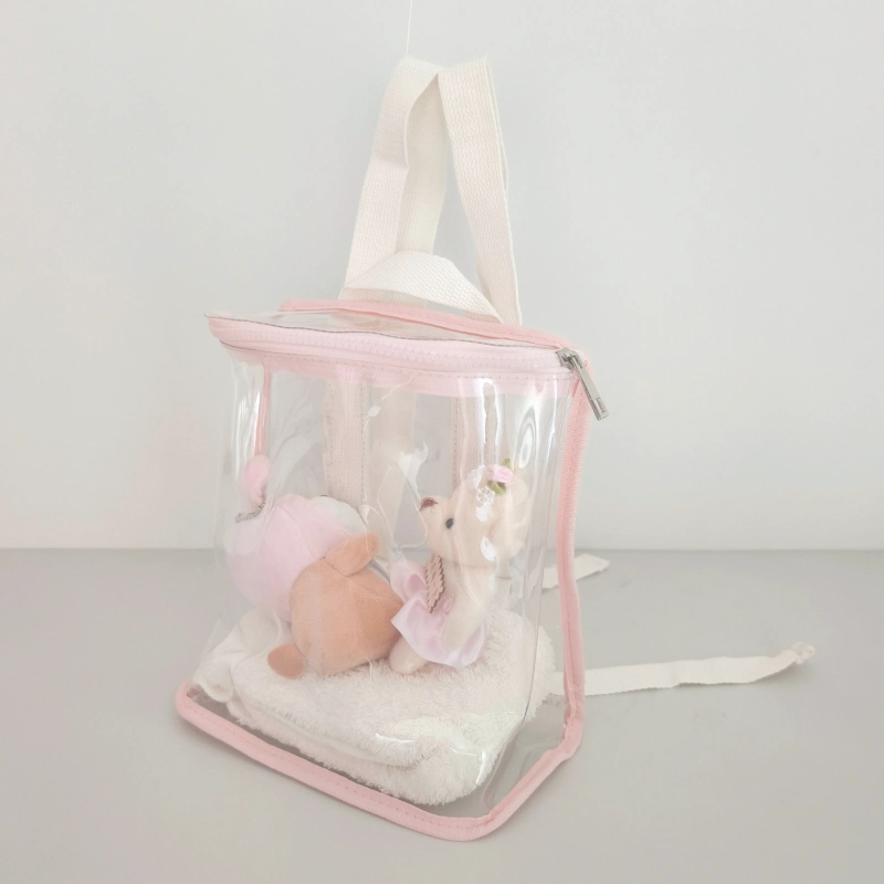 PVC Clear Backpack with Zipper Angled View 1