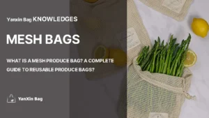 Reusable produce bags for grocery shopping, showcasing eco-friendly mesh bags.