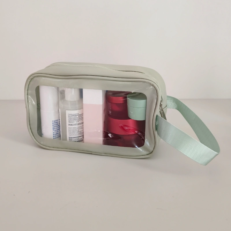 clear pvc makeup bag front view