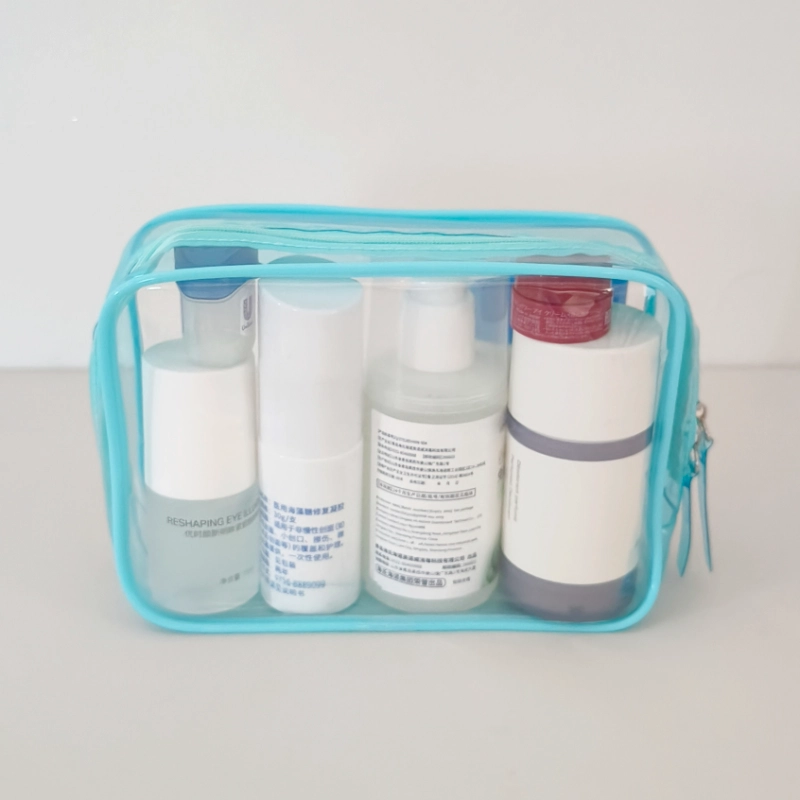 hot sale blue clear pvc vinyl cosmetic bag 2