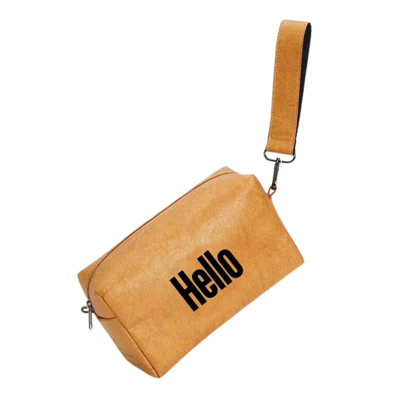 Lightweight Tyvek cosmetic bag with soft texture, ideal for travel kits, skincare packaging, or beauty brand giveaways