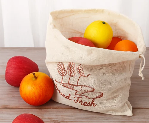 Eco-friendly muslin bag made from cotton, showing the Advantages of Muslin Bags over plastic alternatives