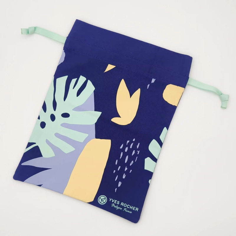canvas gift bag full print botanical pattern flat lay