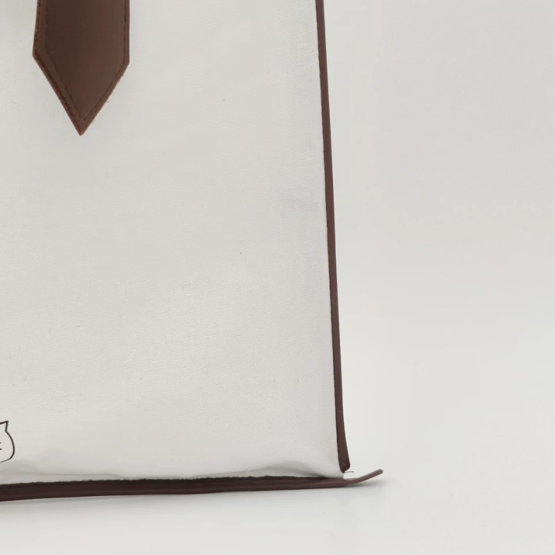 coton canvas bag with PU piping and PU handle 2