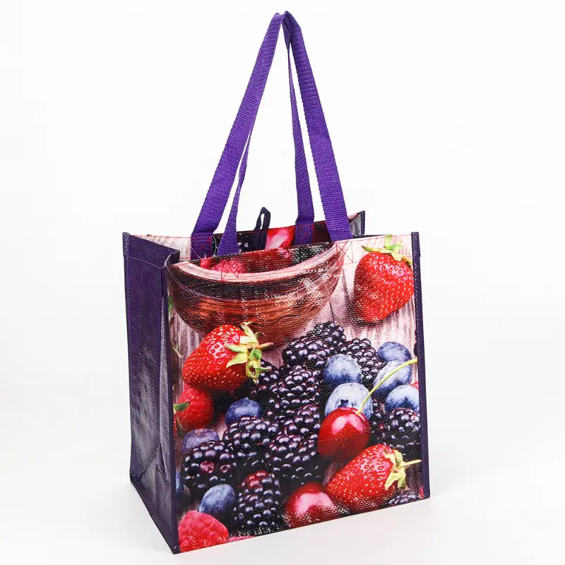 laminated PP woven bag with fruit print