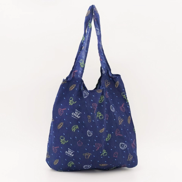 lightweight cotton printed shopping bag foldable bottom front view