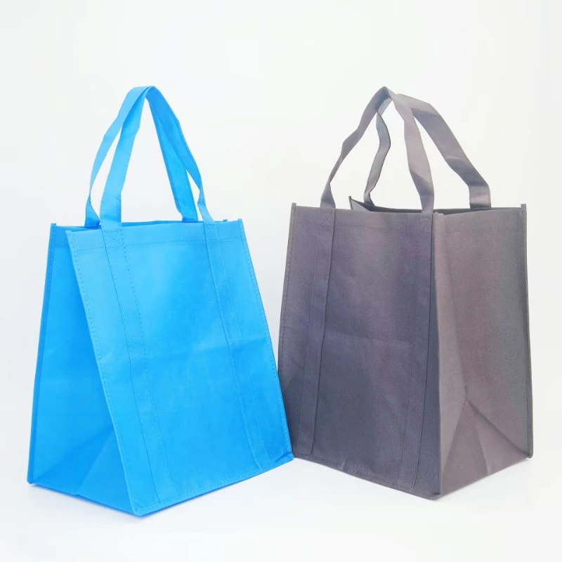 non woven bags with reinforced handle blue and brown non woven sample 1