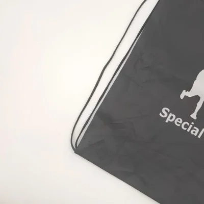 Close-up corner of a polyester drawstring bag with cord, ideal for step visuals in “How to Clean Polyester Bags? A Complete Guide”, customizable in size, material, style, and printing.