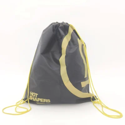 Bottom detail of polyester drawstring backpack with grommet and cord, relevant for “How to Clean Polyester Bags? A Complete Guide”, customizable in size, material, style, and printing.