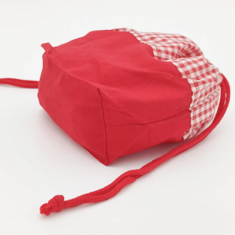 red gingham bottomed cotton canvas gift bag bottom view