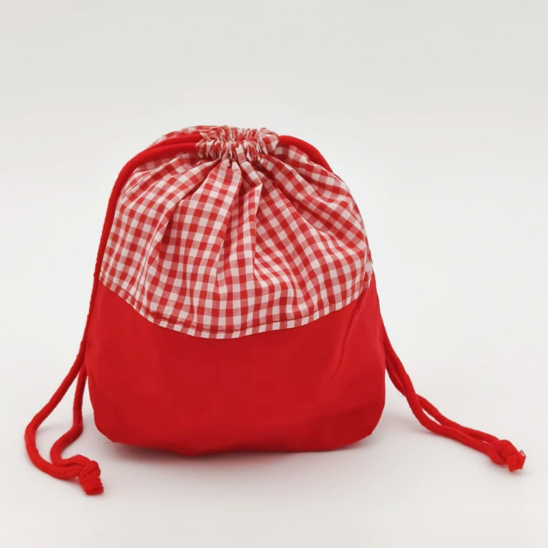 red gingham bottomed cotton canvas gift bag front view