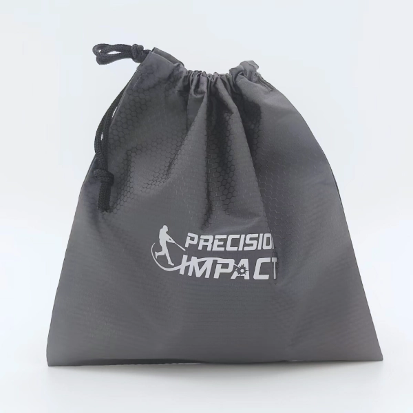 black drawstring bag front view