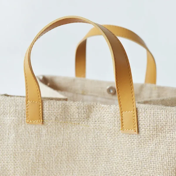 jute bag with pu handle