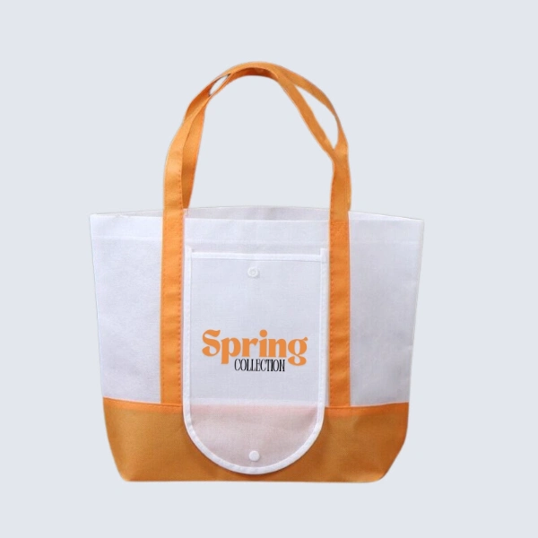 orange white foldable bag front view