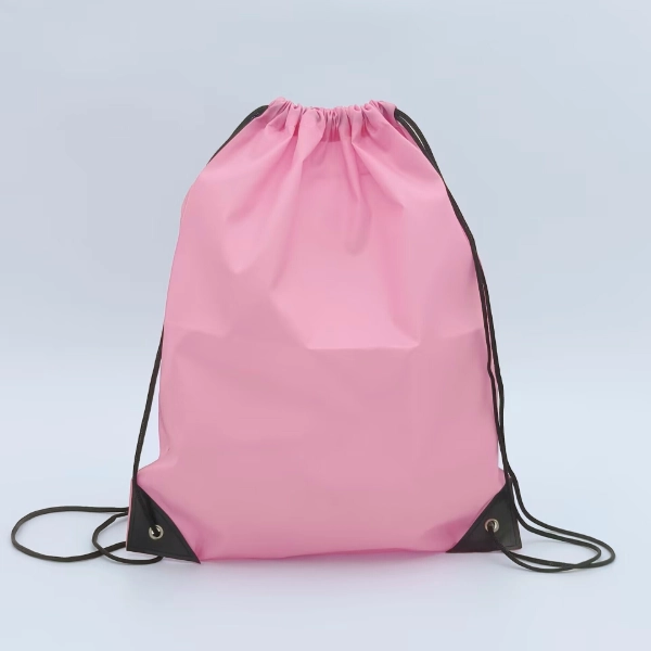 pink drawstring backpack front view