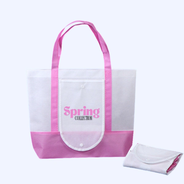 pink white foldable bag front display