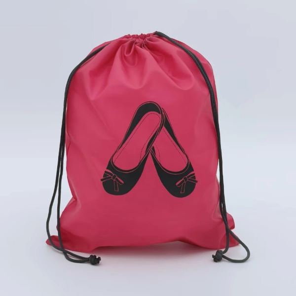 red drawstring shoe bag front view
