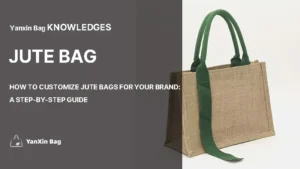 How can you customize jute bags – blog cover image with tote bag and green handle showing eco branding concept