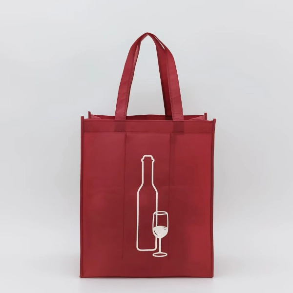 six bottle wine bag burgundy front view with handles