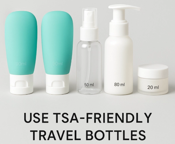 TSA Approved Travel Bottles for Toiletries in Compliant Sizes