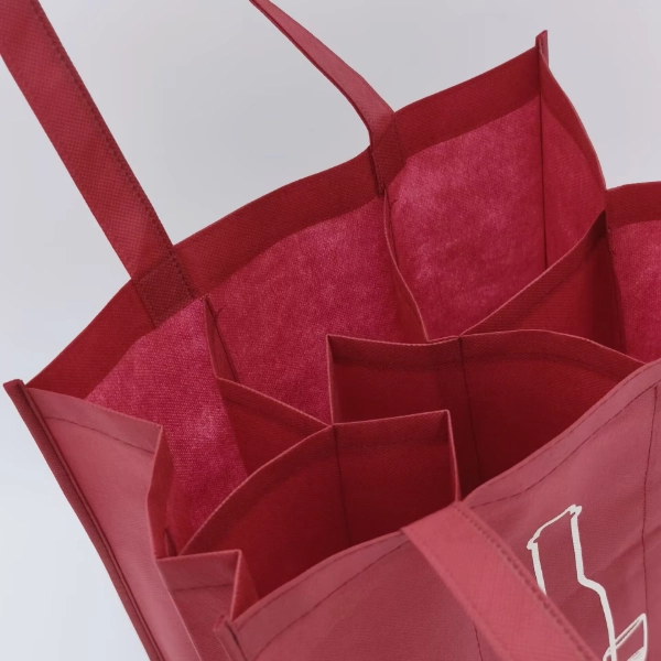 wine bag top view six compartments burgundy