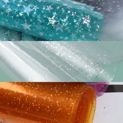 Clear PVC Bag Material - Glitter Surface PVC