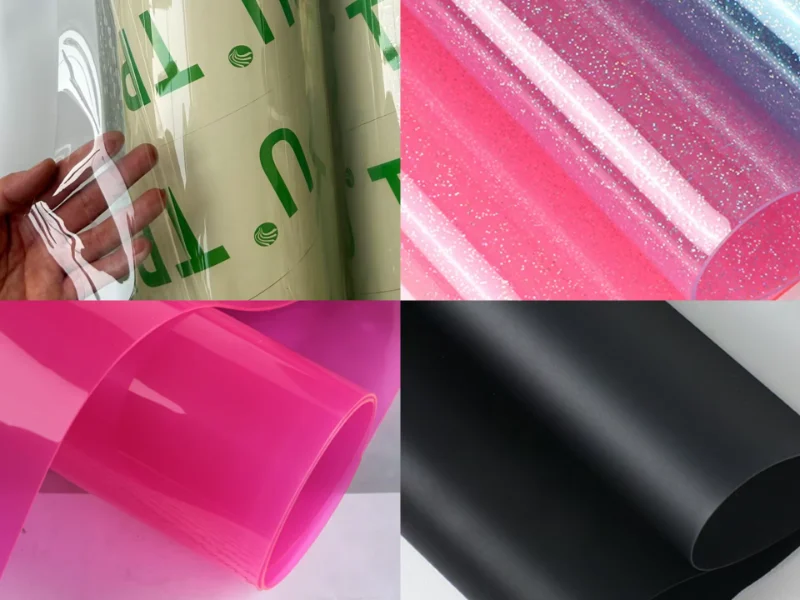 four types of TPU material including clear, colored, glitter, and matte finishes