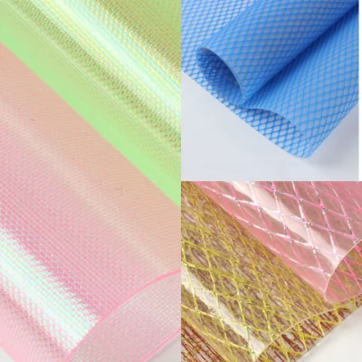 Mesh pattern laminated EVA materials in colorful decorative composite designs