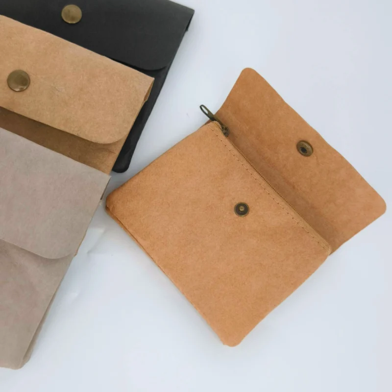 Close up of Washable Kraft Paper Pouches with Zipper Detail