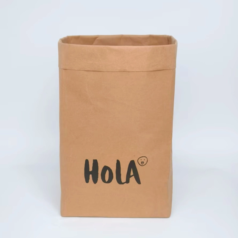 Front View of Brown Washable Kraft Paper Storage Bag
