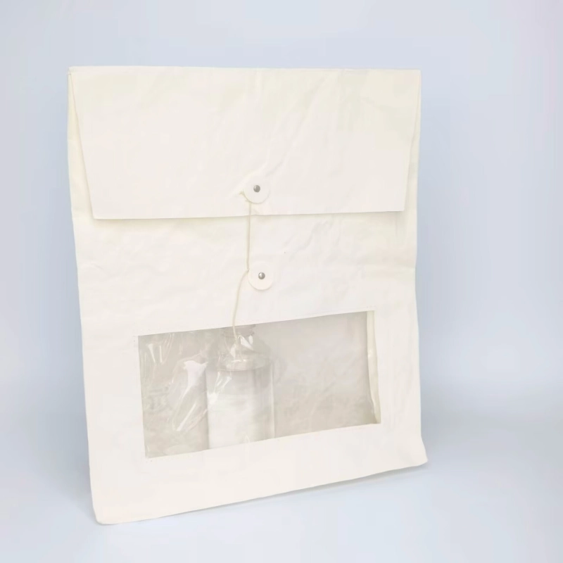 Front View of White Minimalist Washable Kraft Paper Storage Bag