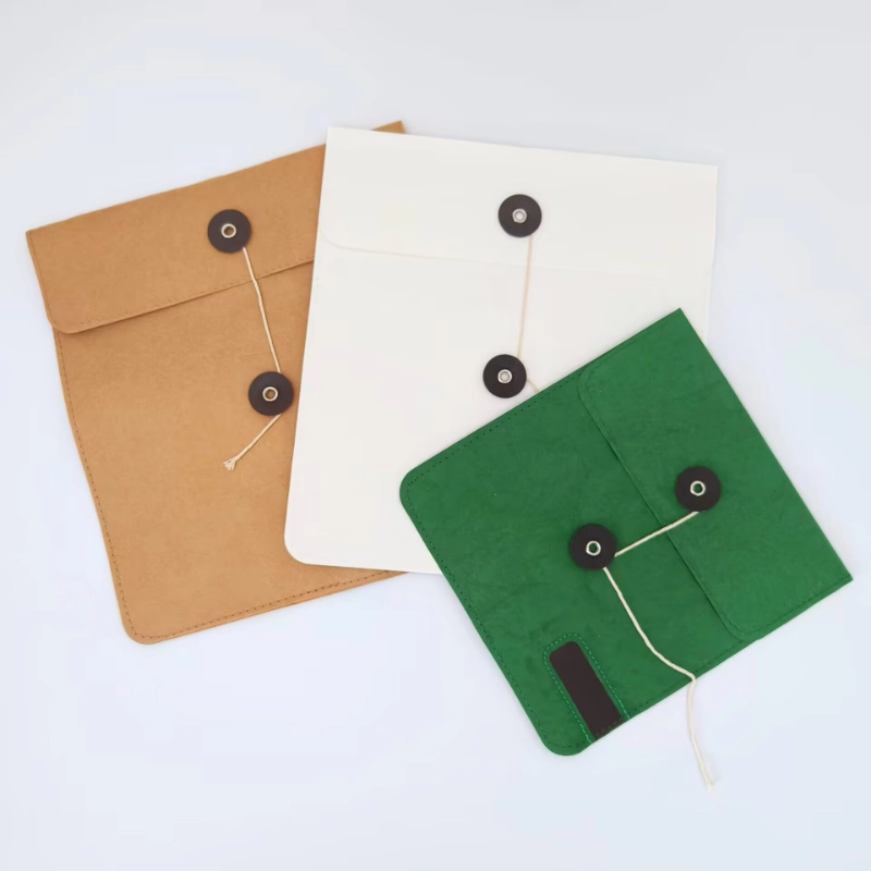 Set of Three Washable Kraft Paper Storage Pouches in Different Colors